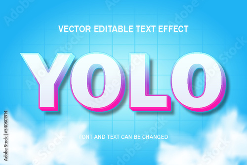 yolo typography lettering 3d editable text effect font style template background banner