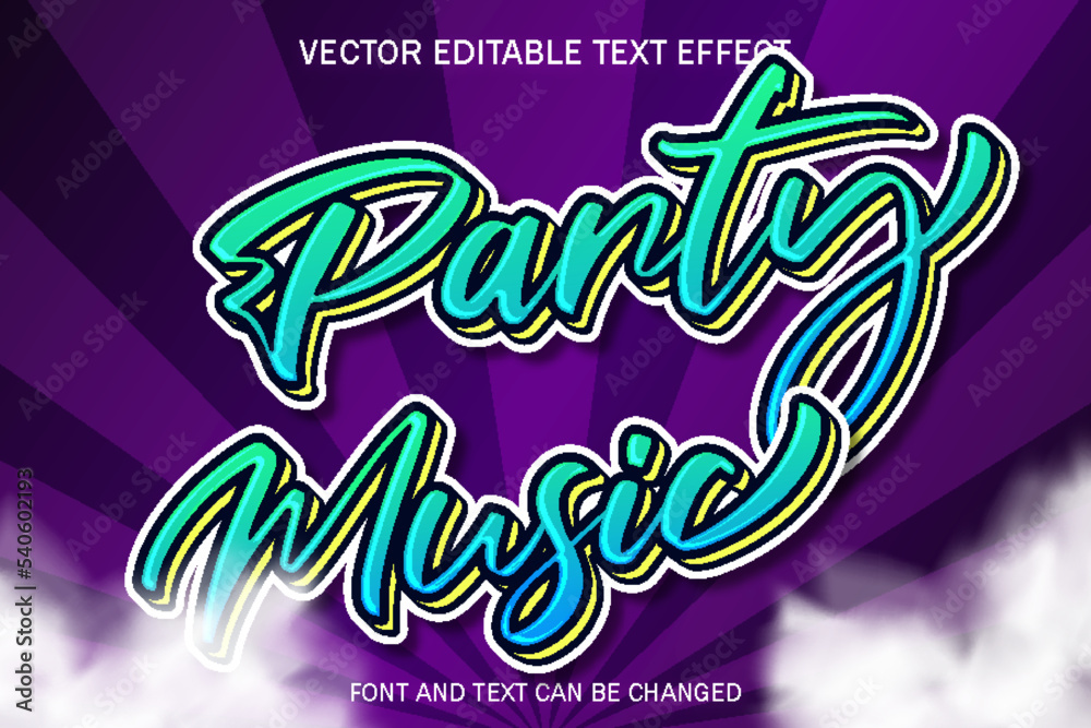 party music font typography editable text effect style lettering template background design