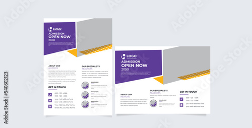 School Admission Open Flyer Design Template Vector Education Center poster, Kids Education Flyer Template