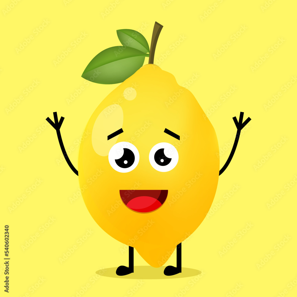 Obraz premium Vector Illustration Cute Lemon Character
