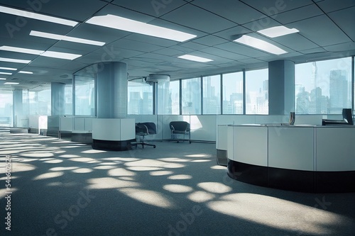 Fototapeta futuristic modern office building interior in urban city