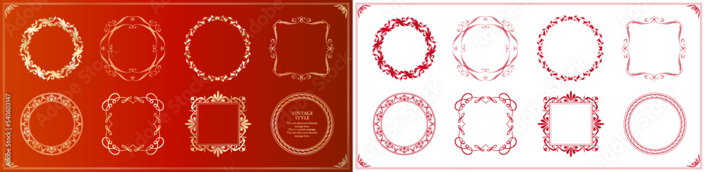 Christmas motif frame design set. Gorgeous and elegant design material Christmas motif frame design set. Gorgeous and elegant design material