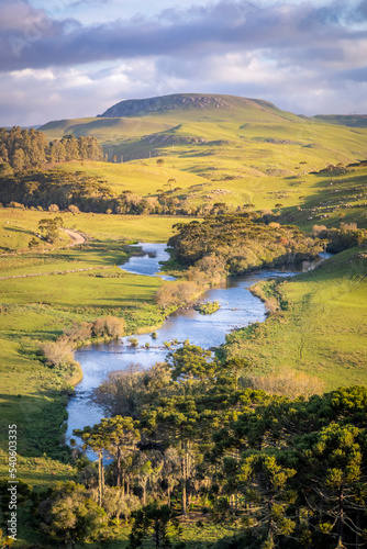 Southern Brazil countryside and river landscape at peaceful sunset