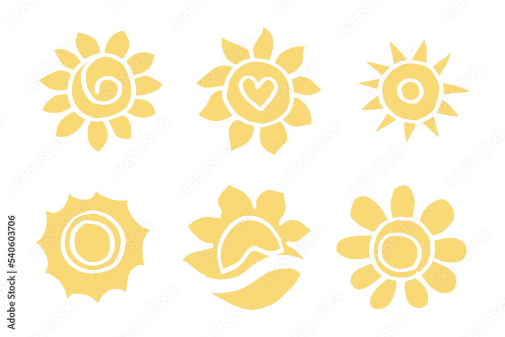 set of doodle sun.Design elements. vector illustration. set of doodle sun.Design elements. vector illustration.
