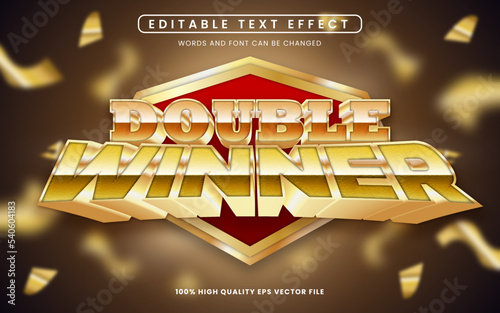 double win text effect editable. Classic luxury style with a premium gold color