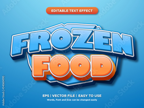 frozen food text effect editable. Blue and orange in the text