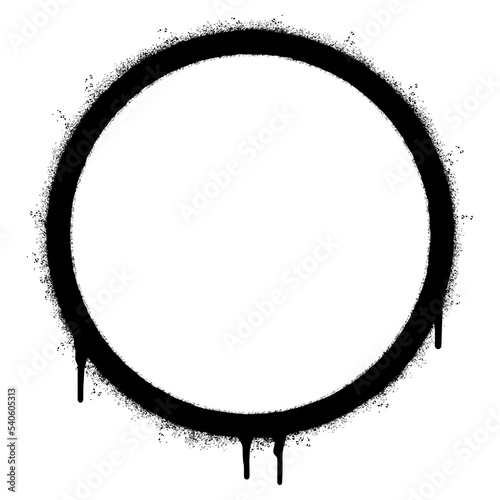 Spray Painted Graffiti round icon Sprayed isolated with a white background. graffiti round icon with over spray in black over white. Vector illustration.