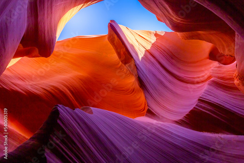 Antelope slot canyon illuminated by sunlight, Page, Arizona, USA