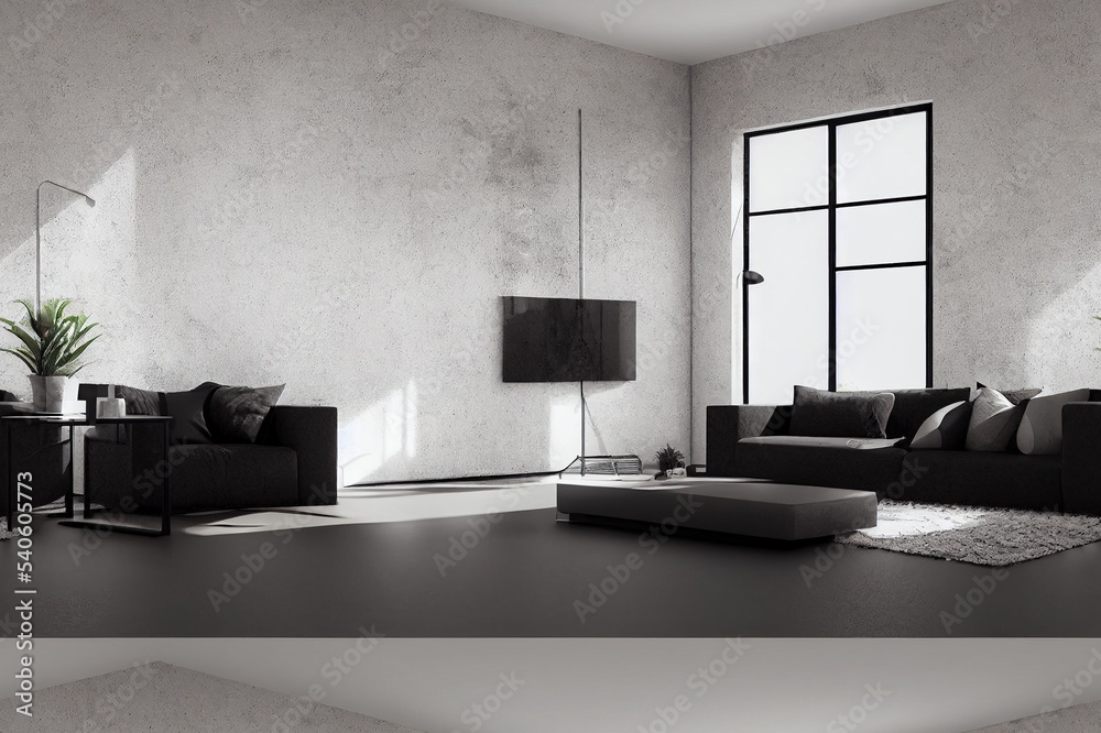 Image showcasing Modern minimal living room interior design and concrete texture wall ...