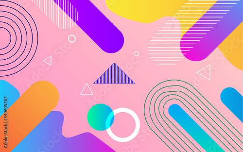 Abstract flat pink background with memphis
