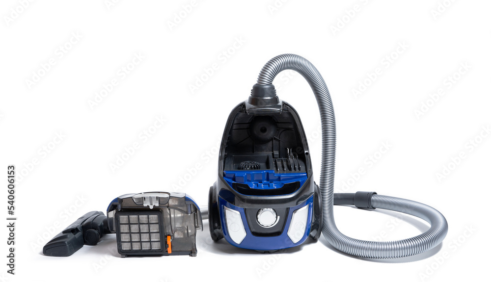 Fototapeta premium blue Vacuum Cleaner isolated on white background
