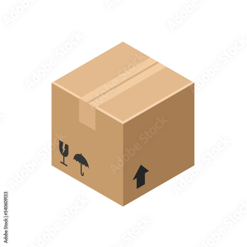 Shipping box colored isometric vector illustration