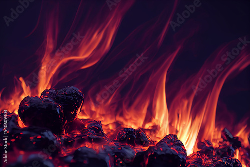 Fotografie, Tablou Burning coals from a fire abstract background