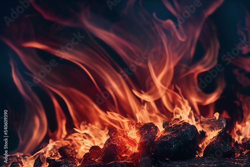 Fototapet Burning coals from a fire abstract background