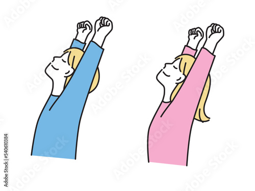 背伸び、深呼吸、ライフスタイル、リラックス、起きる、健康を表すイラスト
Illustrations showing stretching, deep breathing, lifestyle, relaxation, waking up, and health