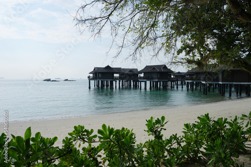 Beautiful malacca straits of celebes sea with overlooking the beautful pangkor laut resort. photo