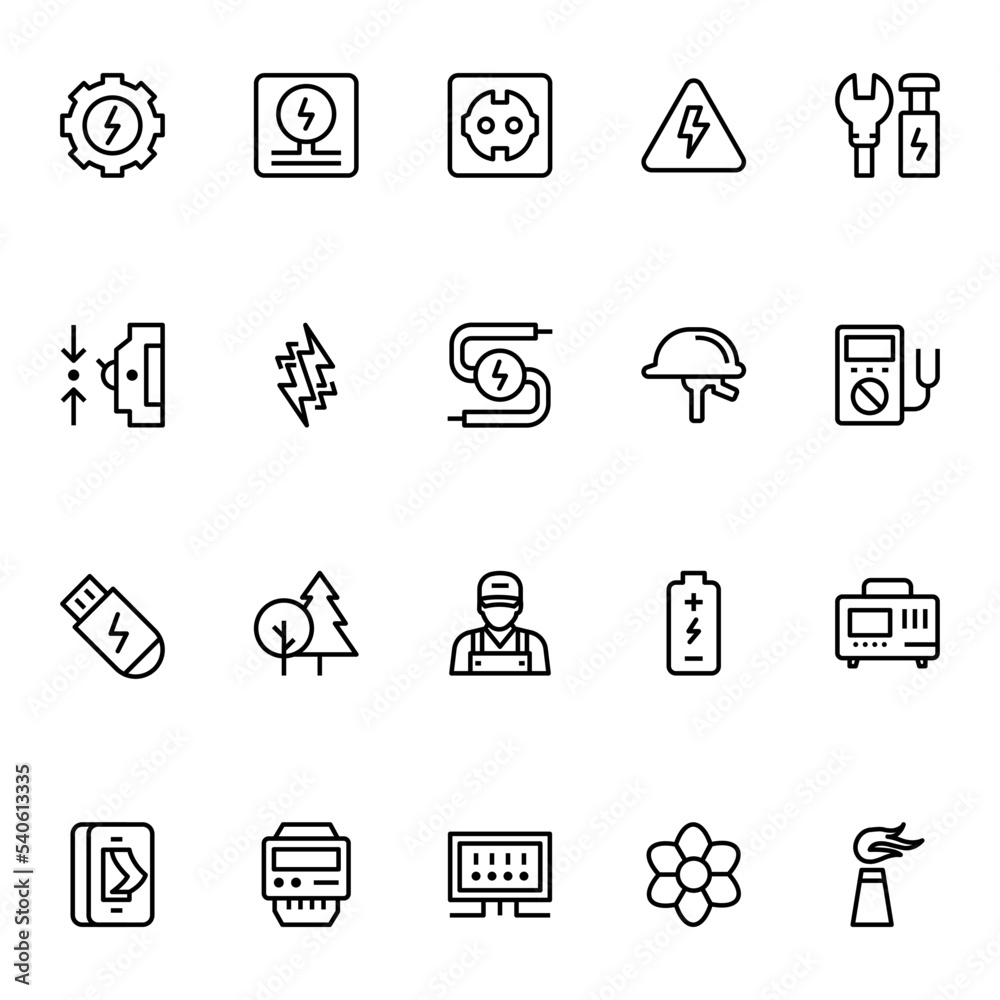 Fototapeta premium Outline icons for Energy & Electricity