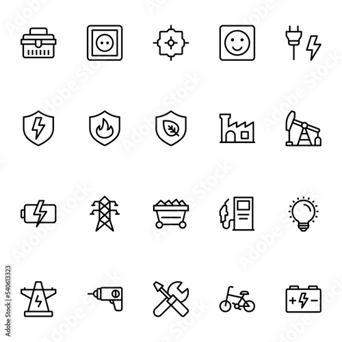 Outline icons for Energy & Electricity