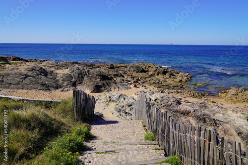 walking path and stairs access to the beach vendee Atlantic in france