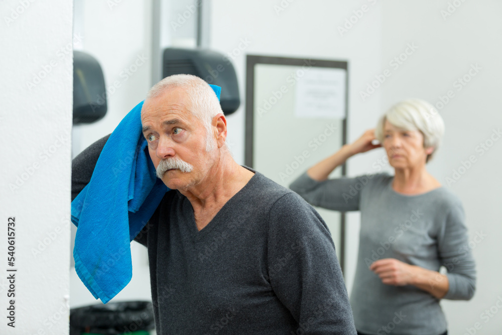 elderly fitness club dressing room area elderly fitness club dressing room area
