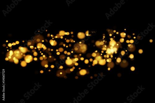 Shining bokeh isolated on transparent background. Golden bokeh lights with glowing particles isolated