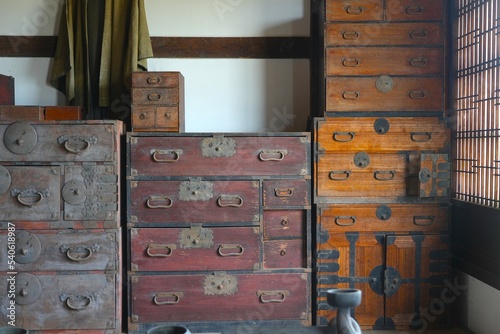 old cabinet with antique furniture