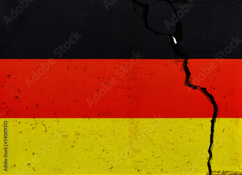 German flag on cracked wall