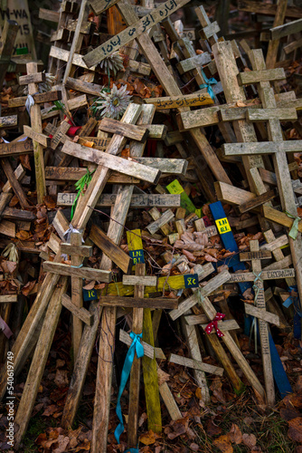 Fototapeta Naklejka Na Ścianę i Meble -  Święta Góra Grabarka, drewniane krzyże, Podlasie