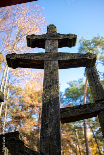 Fototapeta Naklejka Na Ścianę i Meble -  Święta Góra Grabarka, drewniane krzyże, Podlasie