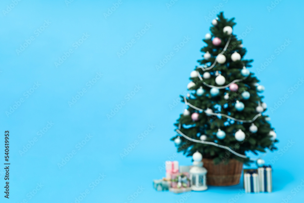 Fototapeta premium Concept of Christmas and Happy New Year, Christmas tree, space for text