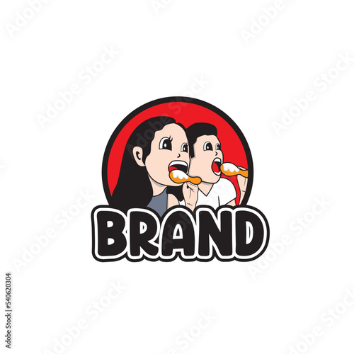 boys and girls eating food design vector