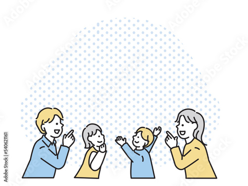 相談するイラスト(家族、話す、理想、将来、プラン、子供、夫婦)
Illustration to discuss.Family, talking, ideals, future, plans, children, husband and wife.