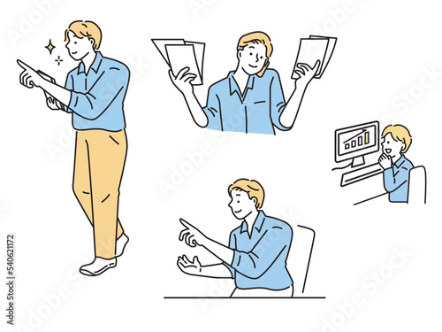 忙しい人のイラスト(多忙、信頼、上司、相談)
Illustration of a busy person.Busy, trustworthy, boss, consultation.