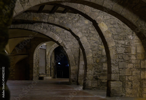 Carrer de Ganganell Archway at Night in Besalú