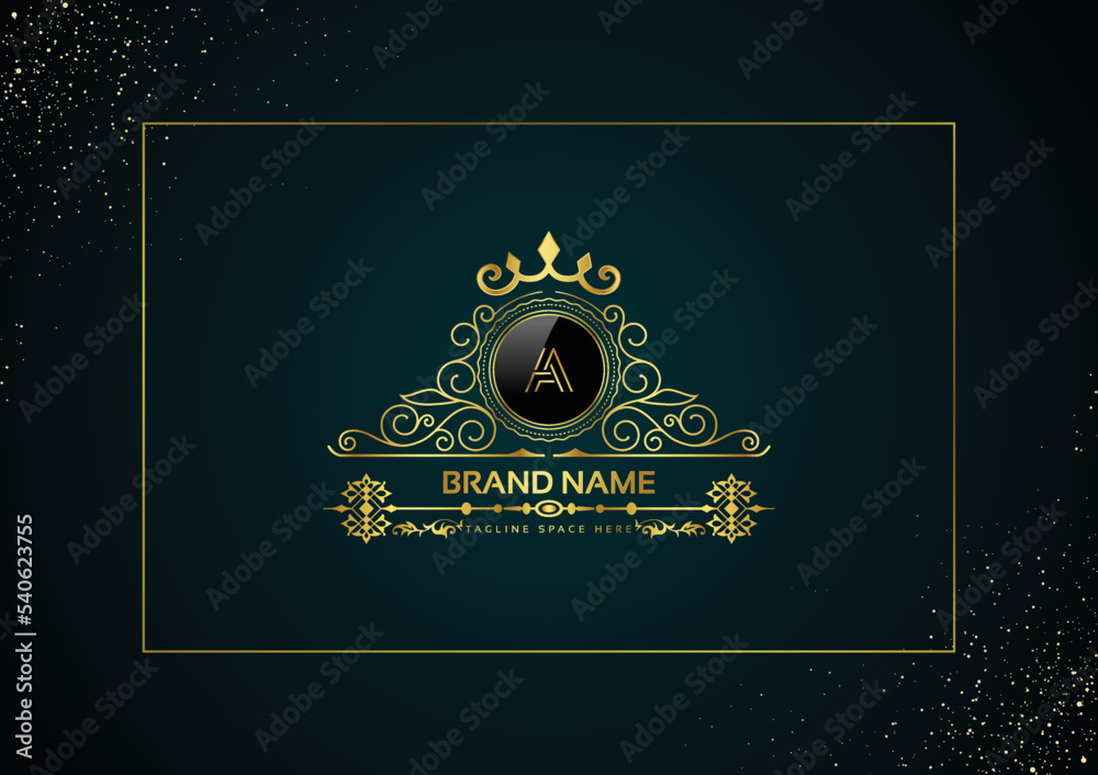 Letter A Gold Luxury Crown Logo Concept, Royal Premium Logo Template ...