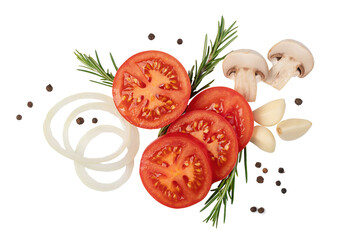 fresh tomato, herbs and spices