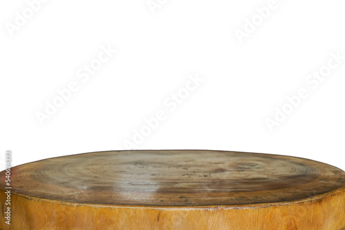 Nature and wood table background for product display template, empty wooden table and isolated empty space, white background