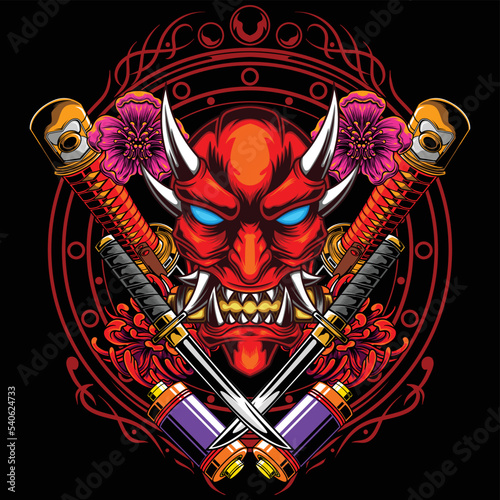 Vector illustration of oni mask 