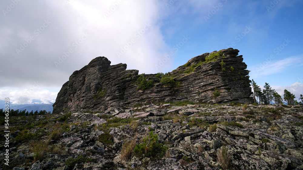 natural stone pillar and sky