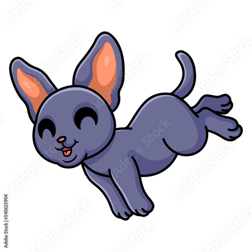 Cute peterbald cat cartoon jumping