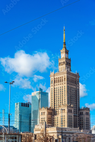 Street view of downtown in Warsaw  Poland