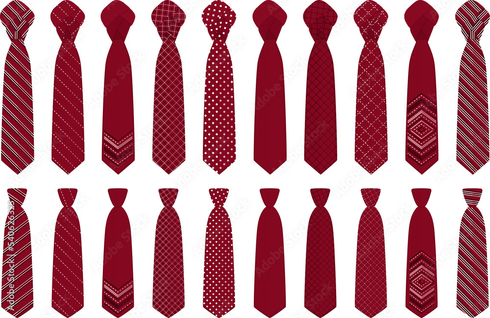 Fototapeta premium big set ties different types, neckties various size