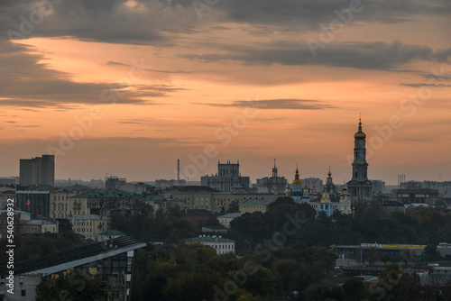 Panorama of the central part of Kharkiv with the Dormition Cathedral in center of Kharkiv, Ukraine, September 30, 2022 © vlamus