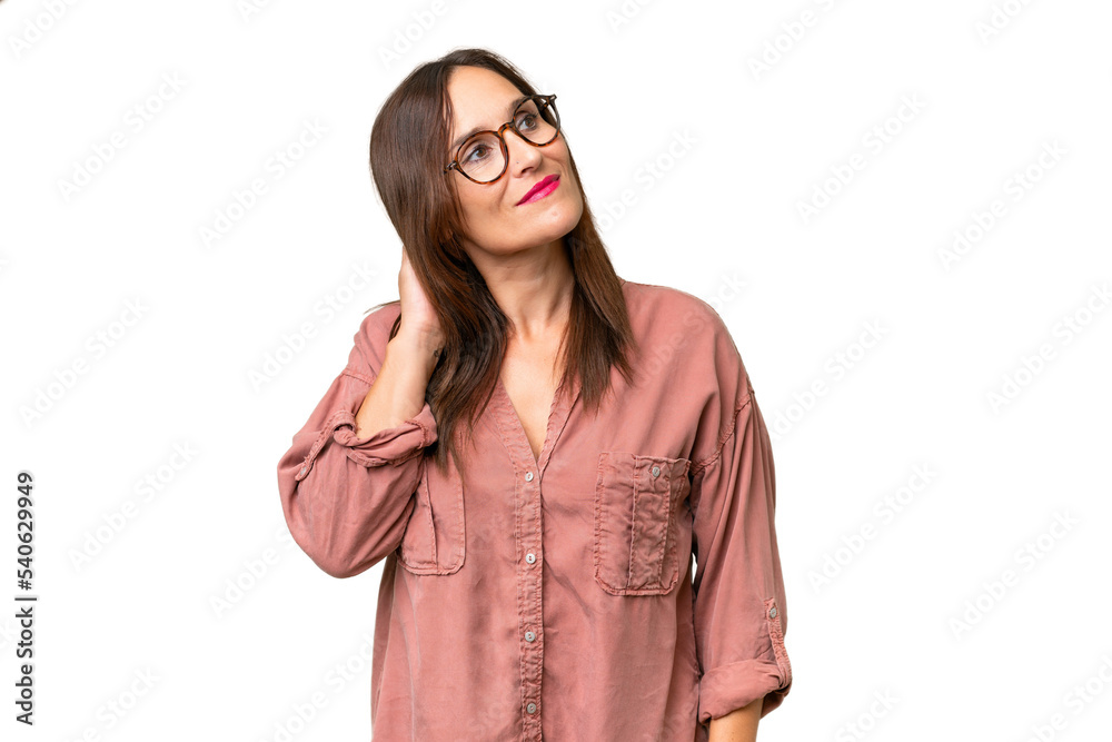 Middle-aged caucasian woman over isolated background thinking an idea Middle-aged caucasian woman over isolated background thinking an idea