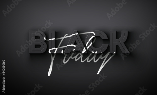 Black Friday Sale Illustration with Outstanding 3d Lettering on Dark Background. Vector New Year and Christmas Design Template for Greeting Card, Flyer, Banner, Celebration Poster or Party Invitation.