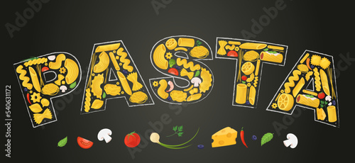 Pasta sign food vector poster banner template