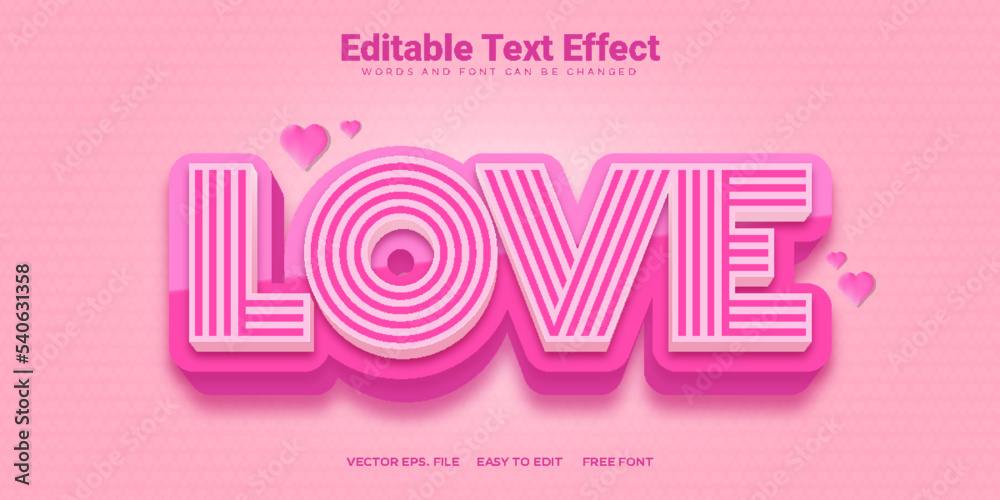Realistic love text effect design
