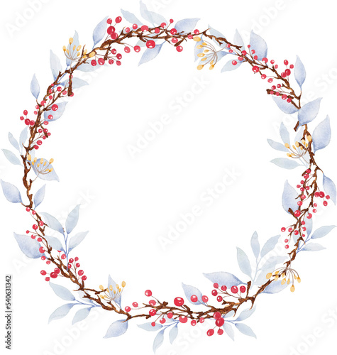 Mistletoe Christmas over white background using hand draw water colour illustration vector - Christmas celebration decoration object concept