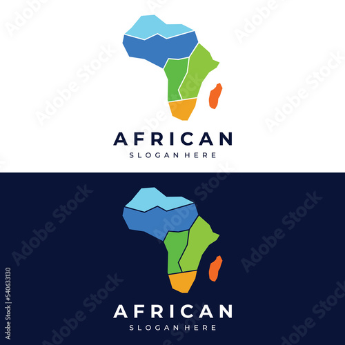 Abstract African continent map logo template design, africa travel and tours. With vector design concept.