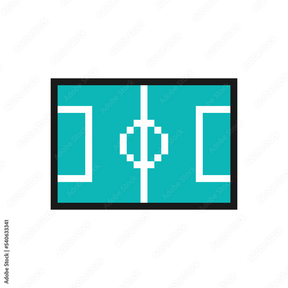 Soccer field or football pitch icon in pixel art design isolated on ...